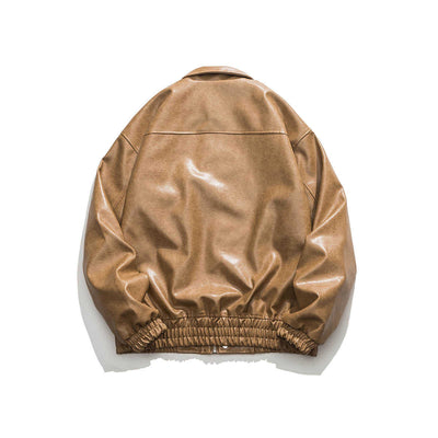 Chaqueta de Cuero Vintage para Motocicleta con Bolsillos - Image 2