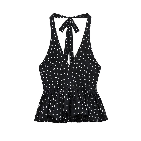 Top Halter Escotado con Lunares y Amarre Trasero para Mujer - Image 4