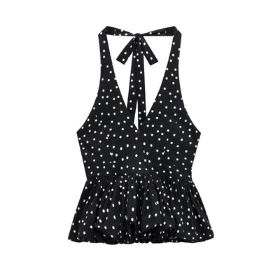 Top Halter Escotado con Lunares y Amarre Trasero para Mujer - Image 4
