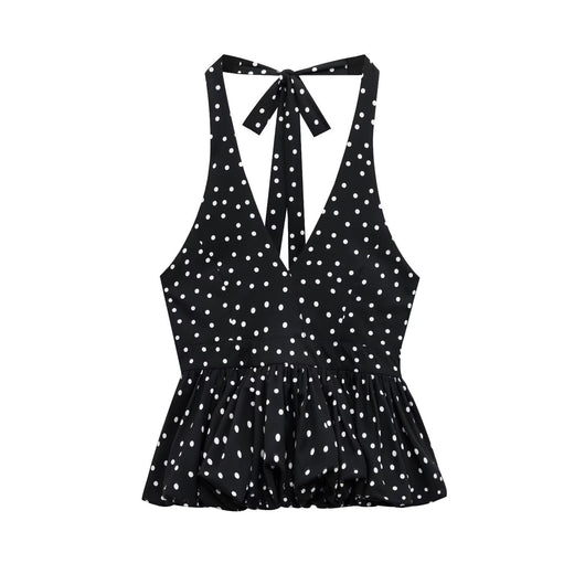 Top Halter Escotado con Lunares y Amarre Trasero para Mujer - Image 4