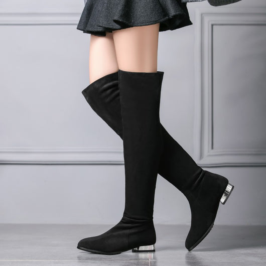 Botas Sobre la Rodilla en Gamuza con Elástico para Mujer - Image 7