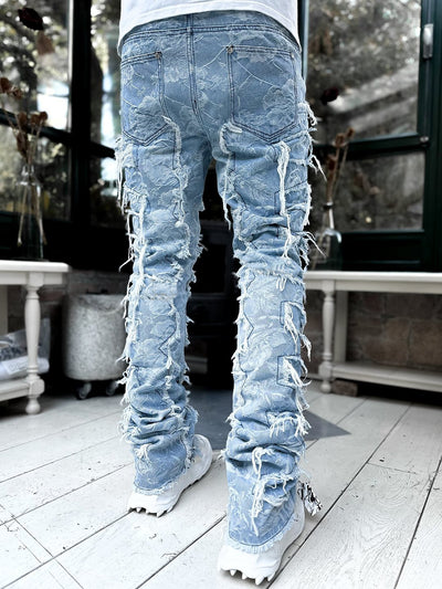 jeans, trousers, beige, white, burgundy, ripped, distressed, patched - Image 31