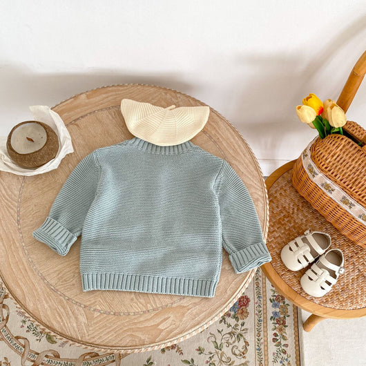 Cardigan Infantil de Algodón con Patrón Arcoíris Bordado y Bolsillos Dobles - Image 17
