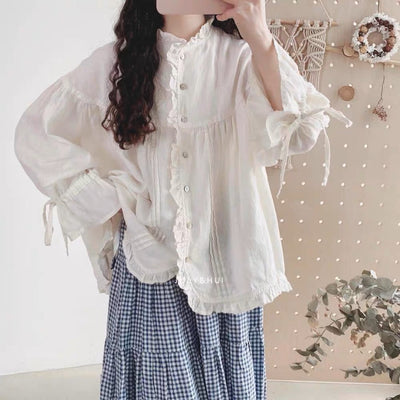 Blusa Lino Artística Estilo Japonés con Mangas Princesa - Image 8