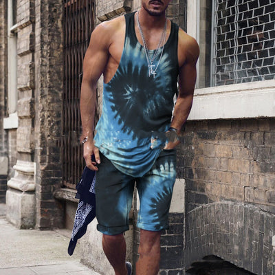 Conjunto Hip Hop Urbano: Camiseta sin Mangas Estampada + Shorts Coloridos - Image 4