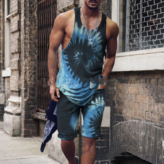 Conjunto Hip Hop Urbano: Camiseta sin Mangas Estampada + Shorts Coloridos - Image 4