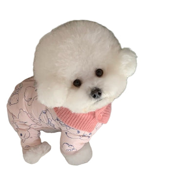 Mameluco Térmico para Perros con Estampado de Osito y Bufanda Tejida - Image 7