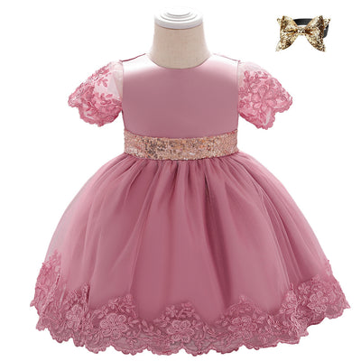 Vestido de Niña de un Año Dama de Honor Floral - Image 3