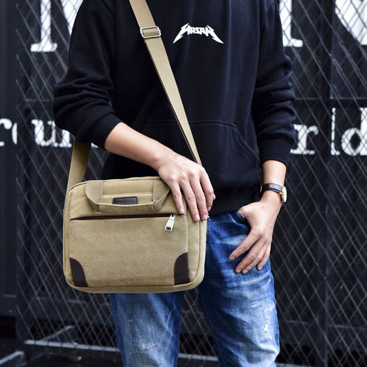 Bolsa de Lona para Hombre Estilo Retro - Maletín Casual con Múltiples Compartimentos - Image 13