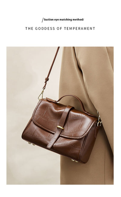 Bolso Mensajero de Cuero Genuino con Correa Cruzada - Image 14