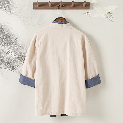 Camisa Retro Estilo Chino de Lino para Hombre con Manga Corta - Image 7