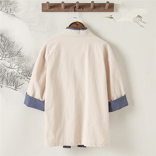 Camisa Retro Estilo Chino de Lino para Hombre con Manga Corta - Image 7