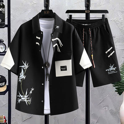 Conjunto de Traje Estilo Chino para Hombre - Camisa Manga Corta y Shorts Verano - Image 6