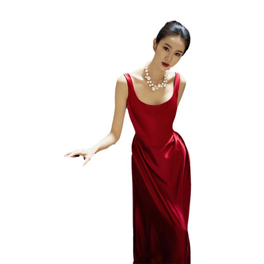 Vestido de Novia Tridimensional Rojo Vino para Brindis - Image 2