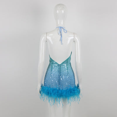 Vestido de Fiesta con Lentejuelas y Tirantes Plumados - Image 12