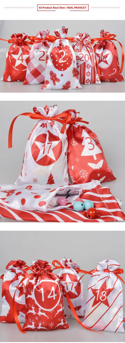 Set de Bolsas de Regalo Calendario Navideño en Satén - Image 18