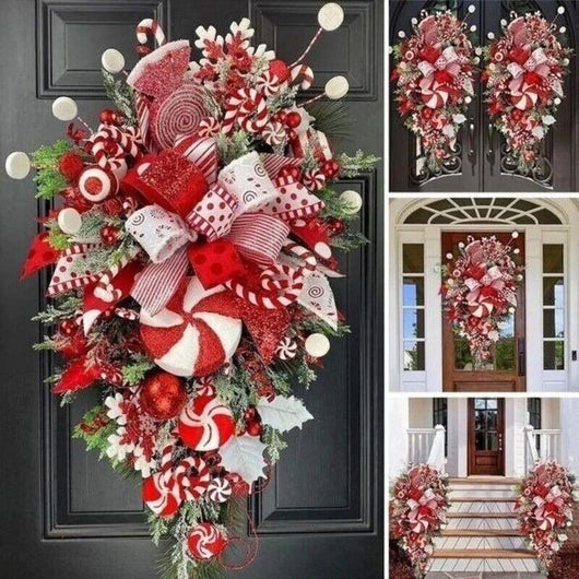 Guirnalda Navideña Invertida con Caramelos - Árbol Artificial para Puerta y Ventana - Image 2