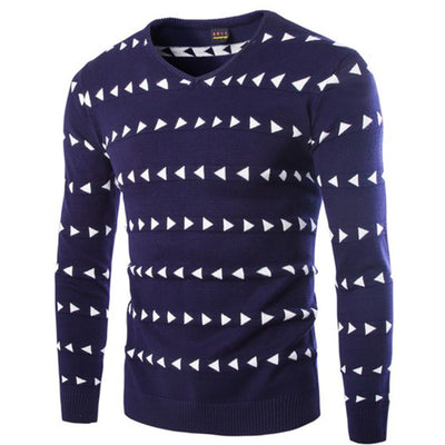 Suéter Casual V-cuello con Estampado Triangular - Image 3