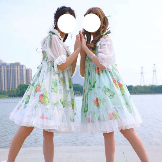 Jumpsuit Lolita Estampado Verde Menta con Tirantes - Image 3
