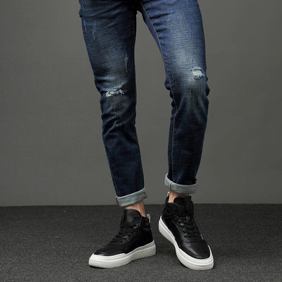 Tenis Altos de Cuero Coreanos para Hombre - Estilo Urbano Deportivo - Image 10