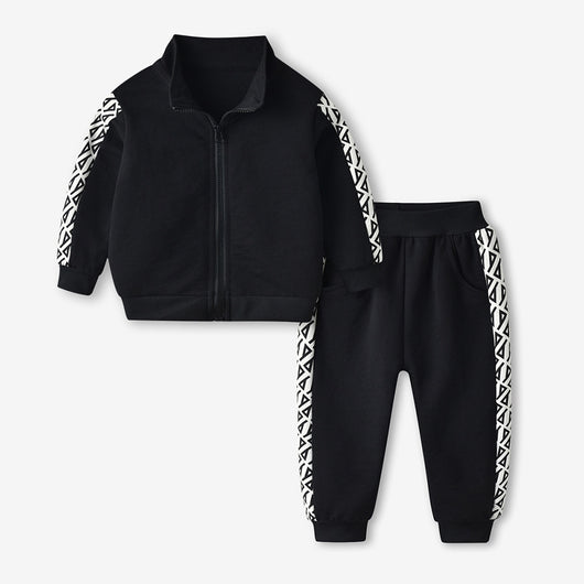 Conjunto Deportivo Infantil Dos Piezas: Sudadera con Cierre y Pantalón Negro - Image 3