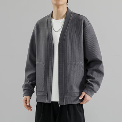 Cardigan Tipo Chaqueta Talla Grande para Hombre - Cierre de Cremallera - Image 4