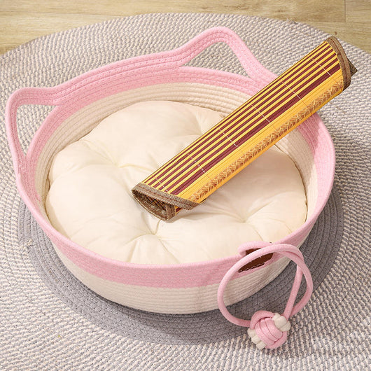 Cama Tejida para Gatos - Nido de Ratán y Lino Transpirable Cuatro Estaciones - Image 13