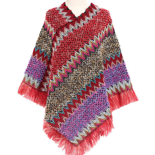 Poncho Étnico Multicolor Cálido para Otoño e Invierno - Image 4