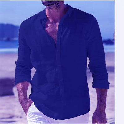 Camisa Casual de Algodón y Lino para Hombre - Image 9