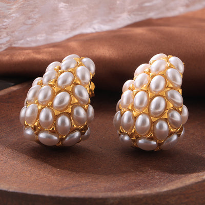 Aretes Retro Vintage con Perla Artificial Incrustada - Diseño Gota Europeo - Image 2