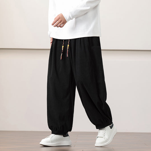 Pantalones Harem de Pana Otoño Estilo Chino para Hombre - Image 4