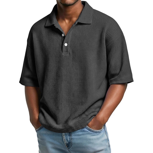 Camisa Minimalista de Punto Texturizado con Cuello Clásico