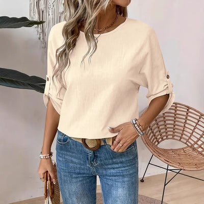 Blusa Casual de Cuello Redondo Diseño Elegante y Minimalista para Mujer - Image 4