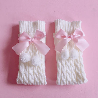Calcetines Infantiles con Moño y Bolitas de Lana - Diseño Diario Acogedor - Image 4