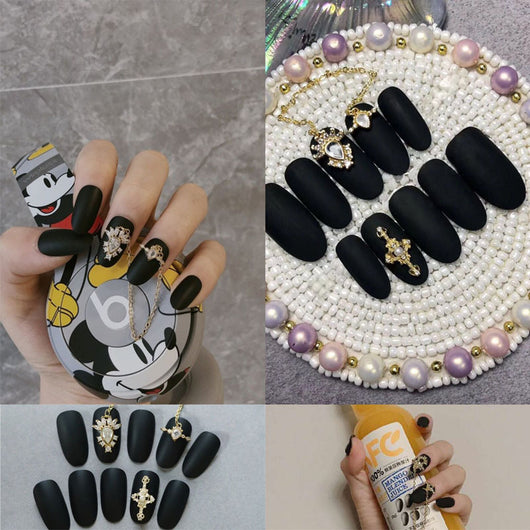Uñas Postizas Decoradas con Lazo y Corona - Parches de Uñas Artísticas - Image 26