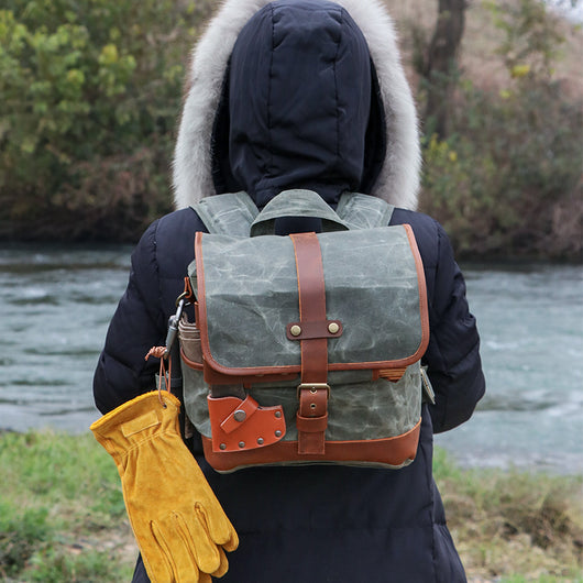 Mochila de Campaña 20L Impermeable Estilo Retro en Lona Encerada - Image 4