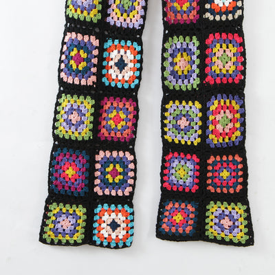 Pantalones Tejidos a Mano con Flores en Cintura Alta - Image 5