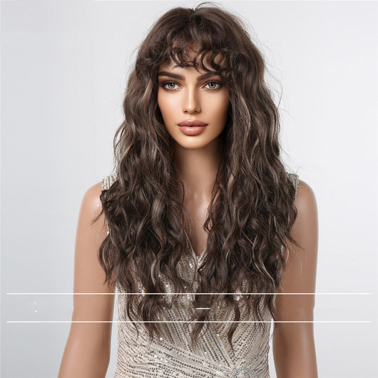 Peluca Mujer Flequillo Voluminoso Largo Medio Cabello Natural Completa - Image 5