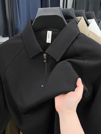 Polo Manga Larga con Textura Waffle y Cierre Medio - Estilo Americano - Image 14