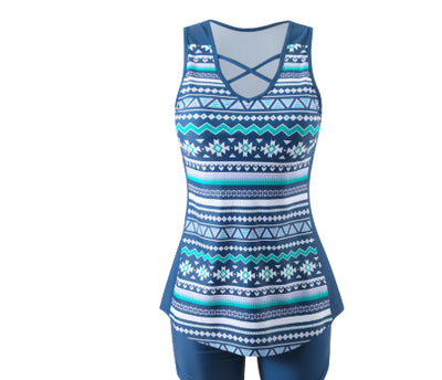 Traje de Baño Dos Piezas con Encaje Estampado para Mujer - Image 11