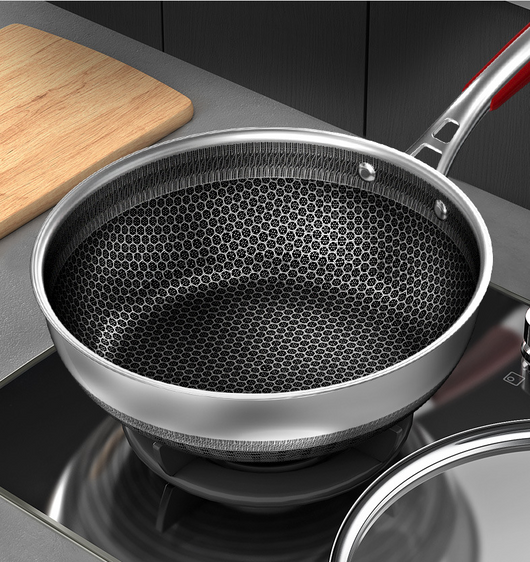 Wok Antiadherente con Fondo de Panal - Olla Multiusos para Verduras