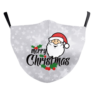 Christmas dust mask with a cartoon kitten in a Santa hat singing carols next to a decorated Christmas tree. - Image 20