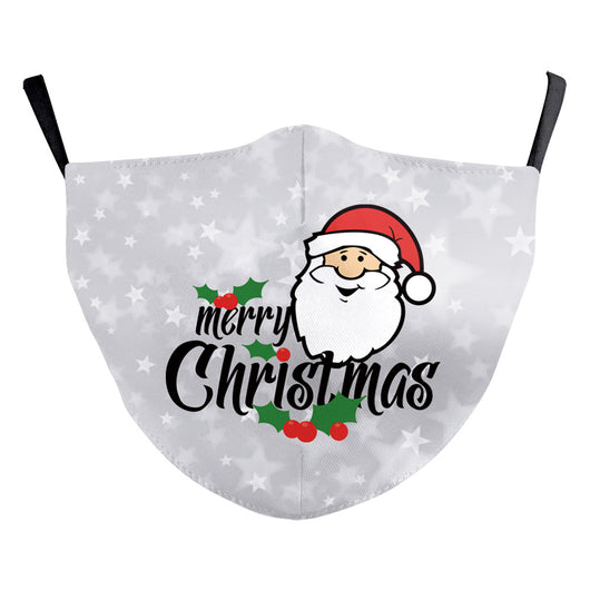 Christmas dust mask with a cartoon kitten in a Santa hat singing carols next to a decorated Christmas tree. - Image 20