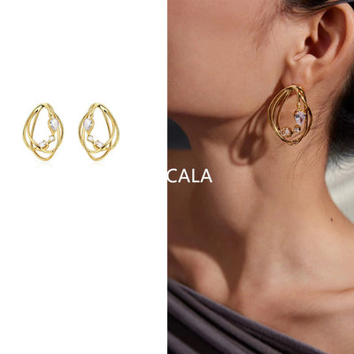 Aretes Metálicos de Diseño Irregular Europeo Americano - Image 3