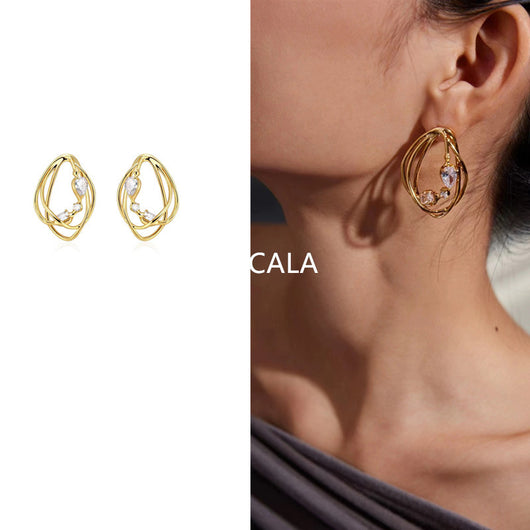 Aretes Metálicos de Diseño Irregular Europeo Americano - Image 3
