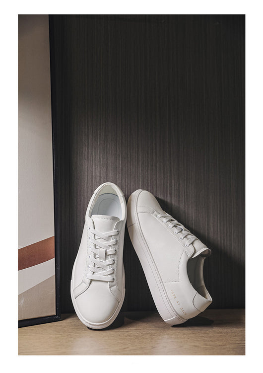 Tenis Blancos de Cuero Respirable con Suela Plana - Estilo Versátil - Image 12