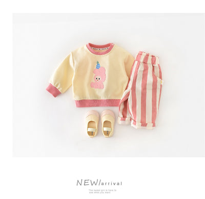 Pantalones Casuales Infantiles de Cintura Alta con Rayas de Primavera - Image 9