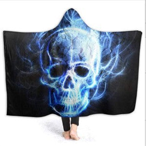 Poncho Manta con Capucha Calavera Impresión 3D Digital - Image 10