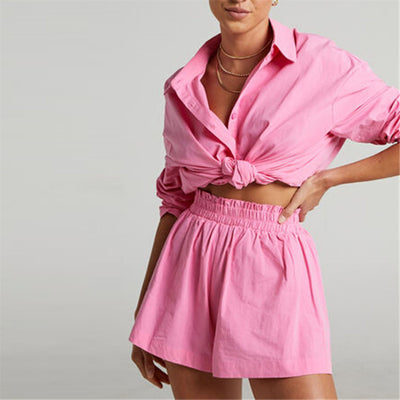 Camisa Clásica de Manga Larga con Solapa y Shorts a Juego - Image 18