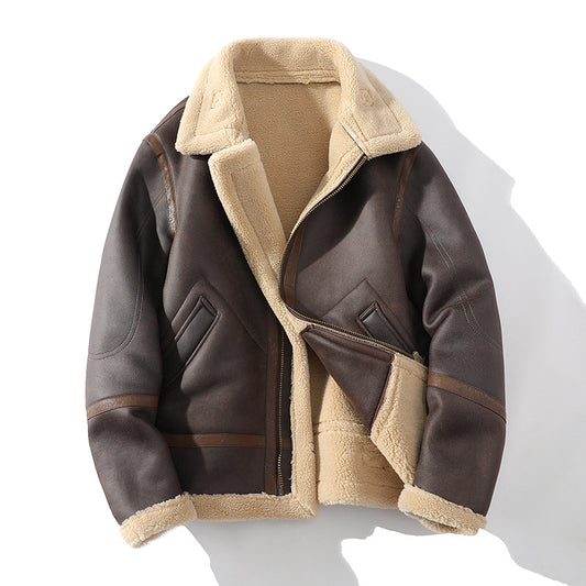 Chaqueta Polo Casual Talla Grande con Forro de Lana y Cuello Integrado